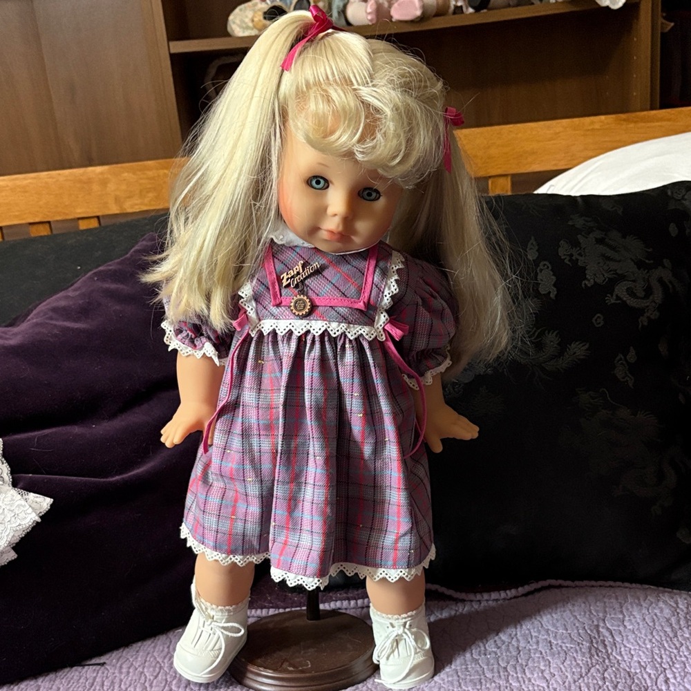 Zapf Creation Plaid Dress Doll with Blonde Hair